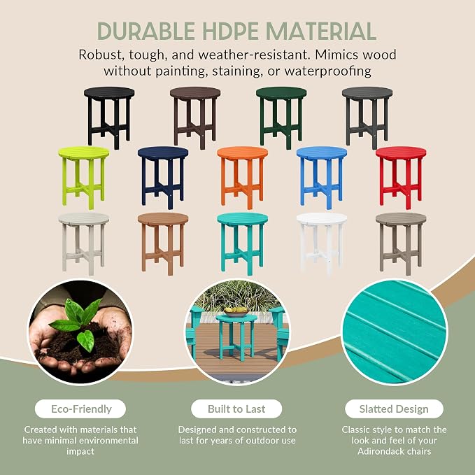 WestinTrends Dylan Adirondack Round Outdoor Side Table, Turquoise