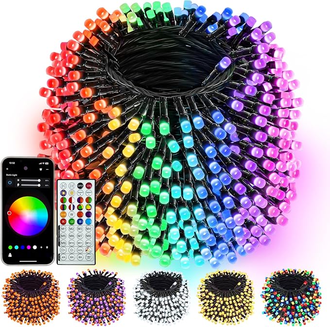 500LED Smart RGB Color Changing String Lights 177FT Orange Fall Light App | Music Sync, Multi Colors and Modes, Timer, Waterproof Twinkle Light Outdoor with Remote for Christmas Halloween Fall Decor