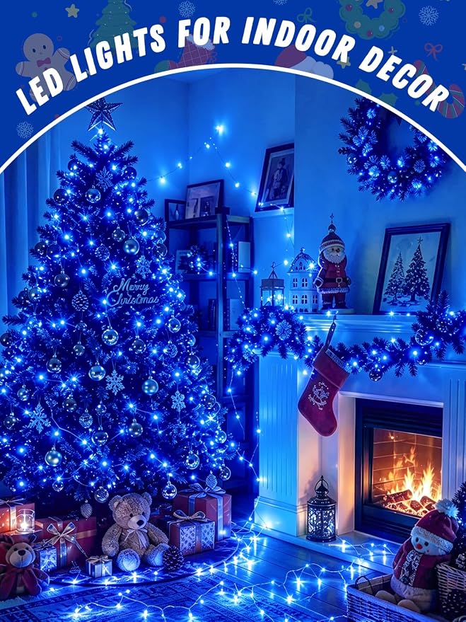 4 Pack 60 LED Fairy Lights Battery Operated with Timer, String Lights Blue | 20 FT, Cuttable Copper Wire, Waterproof Battery Lights for Indoor Outdoor, Wedding, Birthday, Bedroom, Christmas Decorations