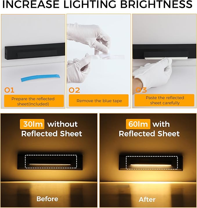 CLOUDY BAY [6 Pack] 3 Color Low Voltage 12-24V LED Step Lights Outdoor,2.5W Landscape Cutoff Stair Riser Light,Deck Step Lights Outside Accent Lighting Fixtures,Wet Location,Black