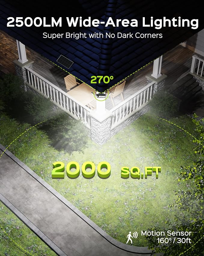 SUPERDANNY Solar Lights Outdoor, Motion Sensor Outdoor Flood Lights Dusk to Dawn with 16.4ft Cable IP65 Waterproof, Security Light for Garden Barn Porch 1 Pack