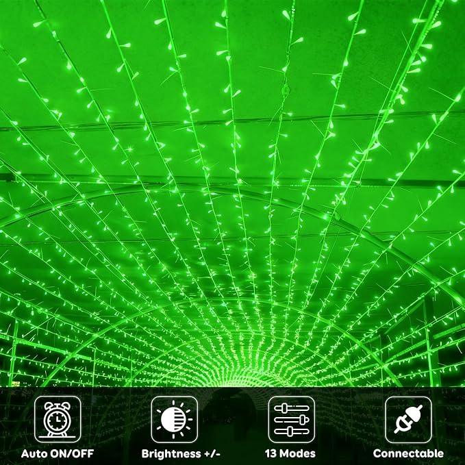 88FT 240LED Extra-Long Connectable String Lights Indoor Outdoor Clear Wire, Green Christmas String Lights, Plug in Twinkle Fairy Light with Timer for Wedding Patio Tree Yard Christmas Decorations