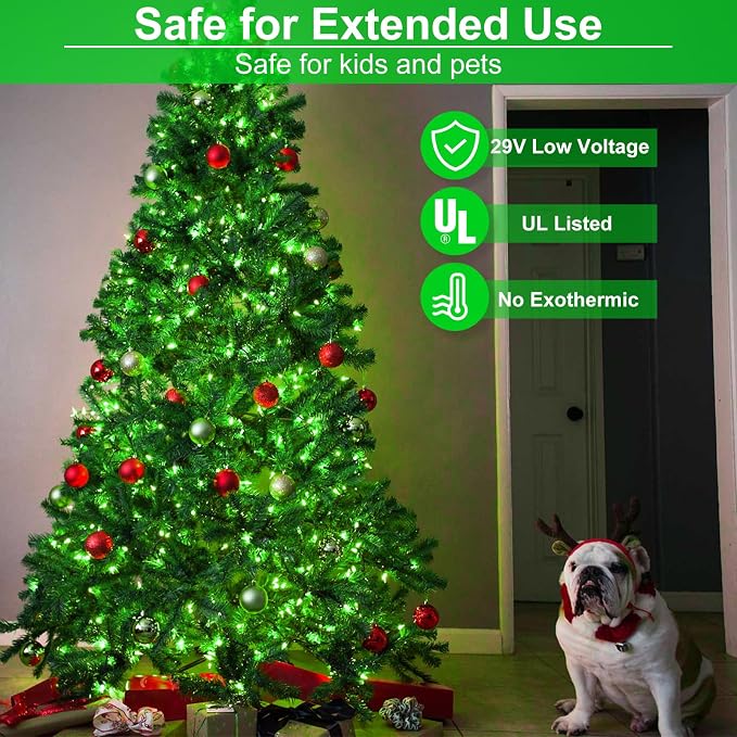 2 Pack Christmas Lights Outdoor, Total 200FT 600 LED Christmas Tree Lights | Green, 8 Modes Waterproof Plug in String Lights for Outside Indoor Yard Garden Xmas Party Holiday Decorations