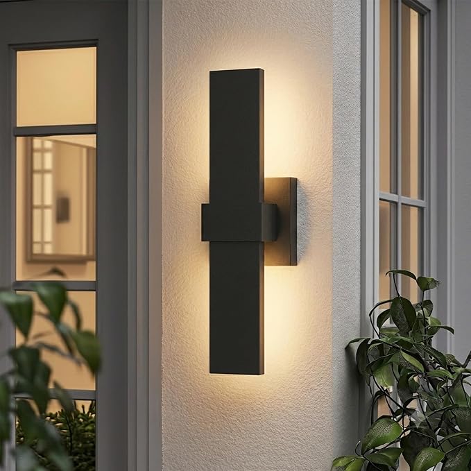 LamQee Aluminum 16 in Long Outdoor Wall Light Fixture, 3000K Integrated LED | Waterproof IP65, Modern Exterior Lights, Linear Outdoor Sconce, Wall Mount Outside Lighting, for House Porch Patio Garage