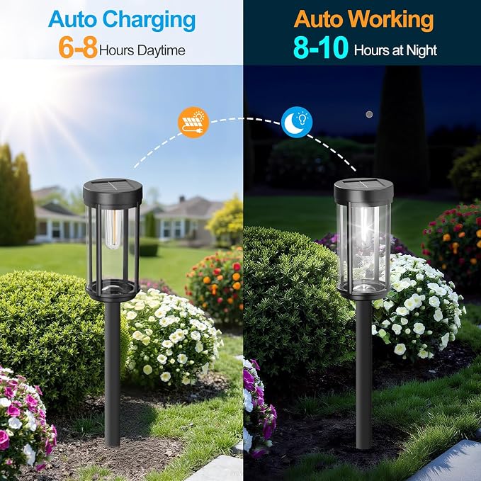 16 Pack Solar Lights Outdoor Waterproof for Garden Walkway Pathway Lawn Yard Decorative Modern Landscape Lighting. (Cool White Light, 16)