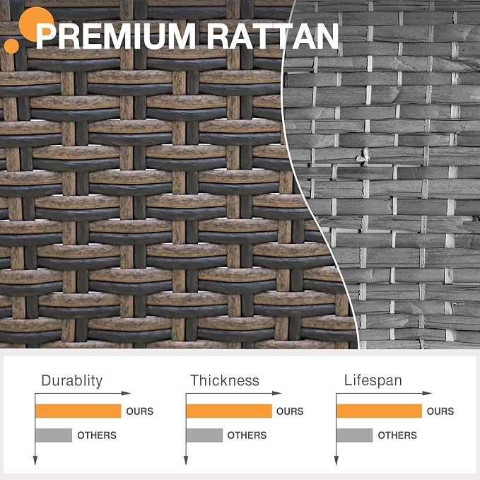 COOS BAY Harbor Retreat 4 Piece Outdoor Furniture Set, Patio Conversation Set with Patio Chairs and Ottomans, Wicker Furniture, Brown/Beige