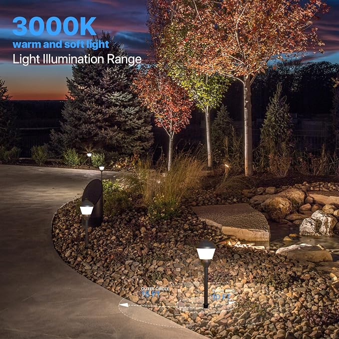 Pathway Light 1.5W LED Outdoor Low Voltage Landscape Lighting 100 Lumen Hardwired Path Lights 3000K Warm White Metal Walkway Light with Cable Connectors
