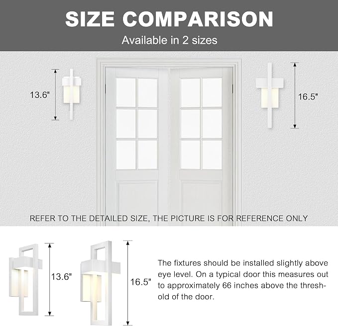 LamQee Outdoor Wall Lights Modern Exterior Lighting Fixtures, 3000K Integrated LED Outdoor Wall Sconce Lighting 2 Packs, Matte White Outside Wall Mount Lights for House Front Door Porch Garage Patio