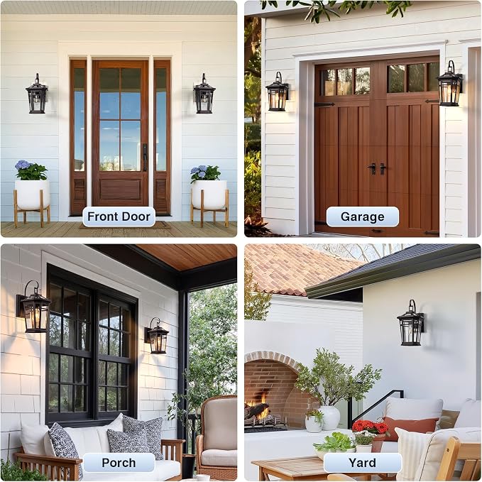 VIANIS Large Exterior Lighting Fixtures with Dawn to Dusk Sensor, Oil-Rubbed Bronze Front Porch Light, Waterproof ORB Outdoor Light Fixture, Aluminum Outside Wall Sconce for Garden, Entryway, Doorway