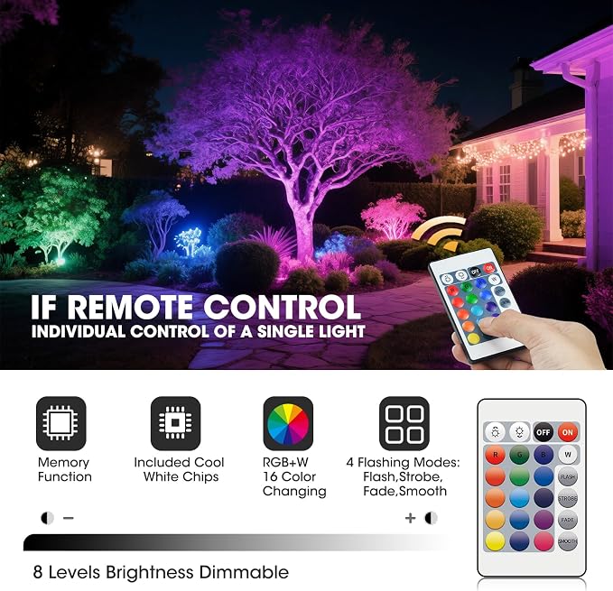 8Pack RGB Color Changing Low Voltage Landscape Lights with Connecotrs 3W LED 12V Outdoor Inground Lights Waterproof Well Lighting Christmas Decorative Lighting for Garden,Yard,Patio(RGB)
