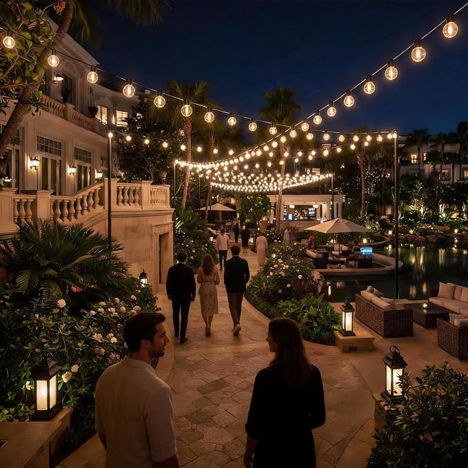 RTTY Outdoor String Lights 200 FT, Waterproof Outside Patio Light LED | Commercial Grade G40 Hanging Lights, Dimmable Shatterproof 74 Bulbs for Backyard, Cafe, Bistro, Yard, Deck, Market, Wedding