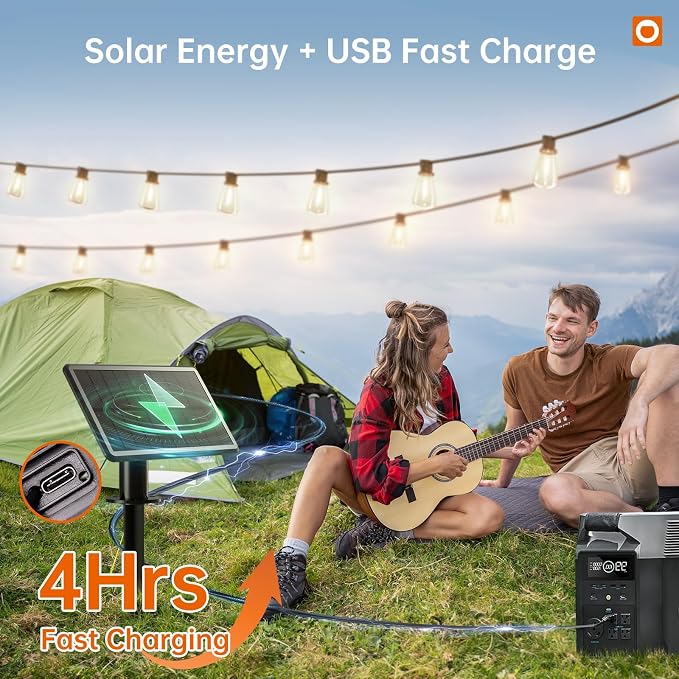 addlon 35FT Solar String Lights Outdoor Waterproof with Remote & USB Port | 10+1 LED Shatterproof Bulbs, Dimmable Solar Light Outdoor for Camping Backyard Bistro Porch