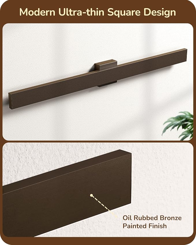 EDISHINE 2 Pack Modern Outdoor Wall Lights Dimmable, 39.3" Rectangular Outdoor Wall Sconce, 3CCT, Iron & PC, IP65 Waterproof, Long Front Porch Light for Patio, Yard, Oil Rubbed Bronze