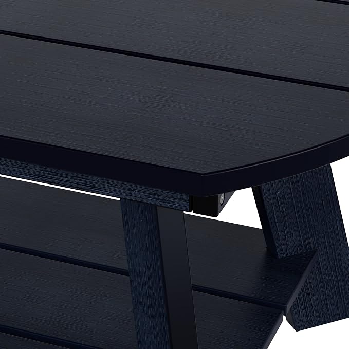 WestinTrends Tuscany Outdoor Coffee Table, All Weather HIPS 2 Tier Patio Adirondack Coffee Table, Navy