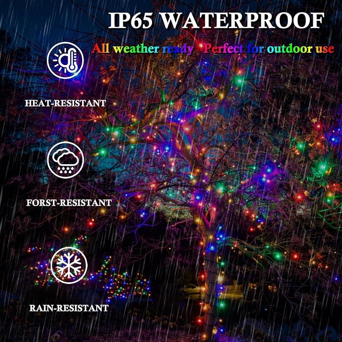 KAQ 4pack 400LED Solar String Lights Outdoor Waterproof Multicolor | Total 132FT Flexible Wire With Bright LEDs, 8 Twinkle Modes with Memory, Auto On/Off Easily Decorates Trees, Fences, Garden