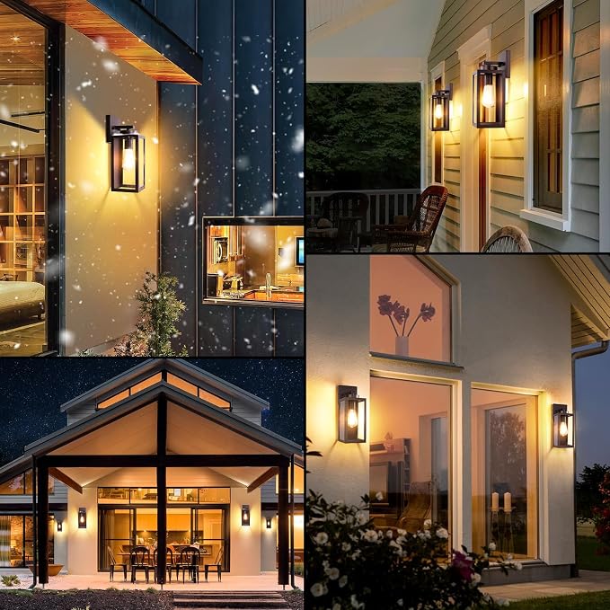 BesLowe Outdoor Wall Light, Modern Exterior Porch Sconce Lighting, Brown | Waterproof, Rust-Resistant, Durable Metal with Clear Glass, Standard E26 Socket, Easy to Install