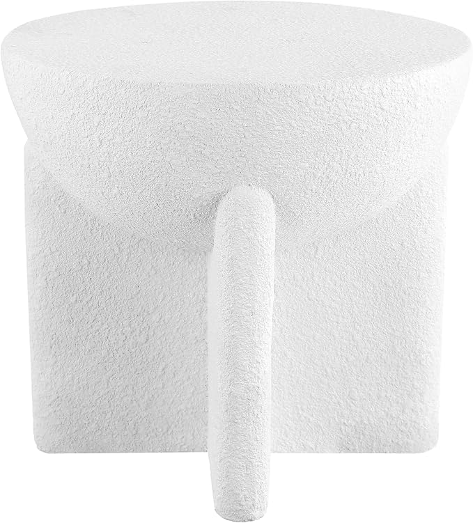 JONATHAN Y Brady Indoor/Outdoor Accent Table & Garden Stool, Minimalist Geometric Weather Resistant Sculptural Side Table for Patio, 17.75" x 16.25", White Frosted TBL1109B