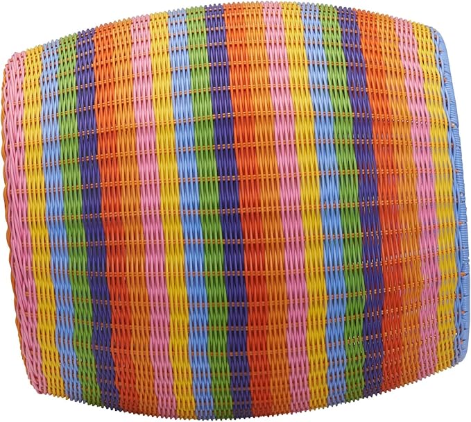 Household Essentials Handwoven Resin Barrel Side Table, Multicolor
