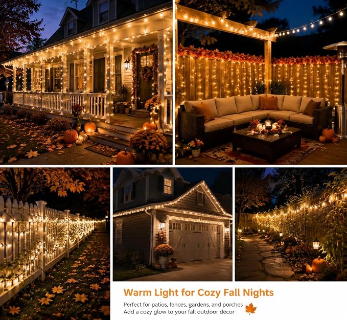 Nisocy 100FT LED String Lights Outdoor Waterproof – Warm White Fairy Lights with Plug, Connectable Christmas Tree Lights for Patio, Garden, Bedroom, Wedding, Party, Decor