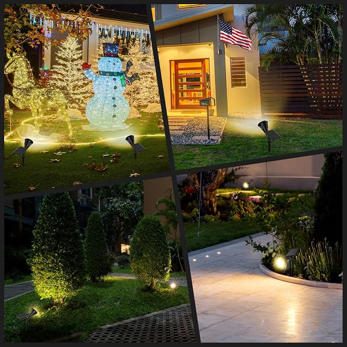 Solar Lights Outdoor, 2-in-1 Decorative Solar Landscape Lighting for Outside, IP67 Waterproof Garden Light Pathway Lighting Decor Led Landscape Lights for Yard Porch Fence Pool