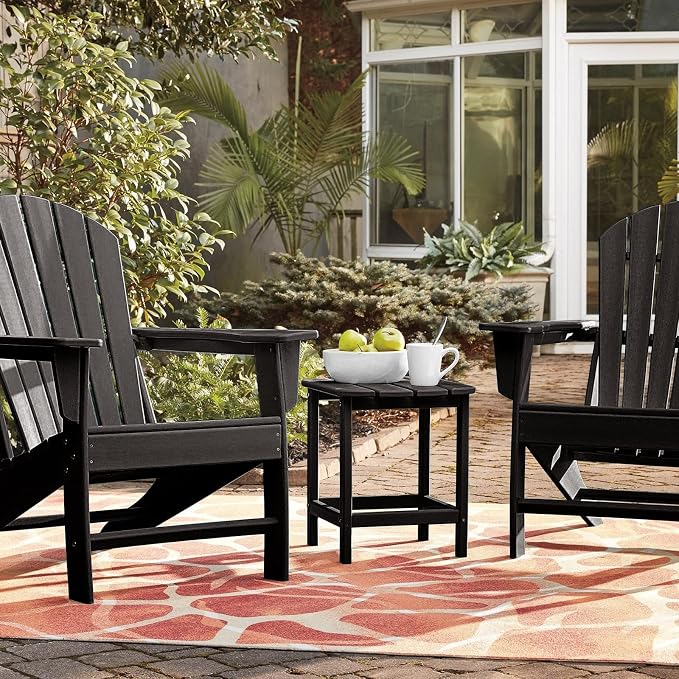 Giantex Side Table Outdoor Small Patio Table 18” Adirondack Table, Weather Resistant End Tables, Outside Square Tea Table for Patio, Backyard, Poolside, Garden, Balcony (1, Black)