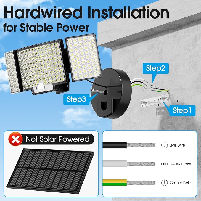 Motion Sensor Outdoor Light Hardwired, 45W 7500LM Security Flood Lights Motion Detector Dusk to Dawn Light, IP65 Waterproof, 220 LEDs Floodlight with Remote Control for Garage, Yard, Porch