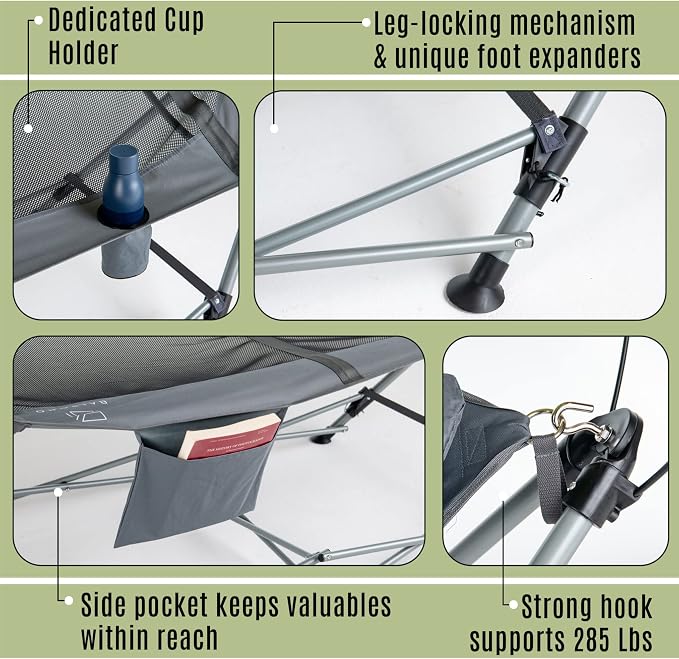 Lucania Portable Hammock with Stand and Canopy - Foldable Freestanding Heavy Duty Hammock for Indoor, Outdoor, Camping, Patio & Backyard (290 lbs Capacity)