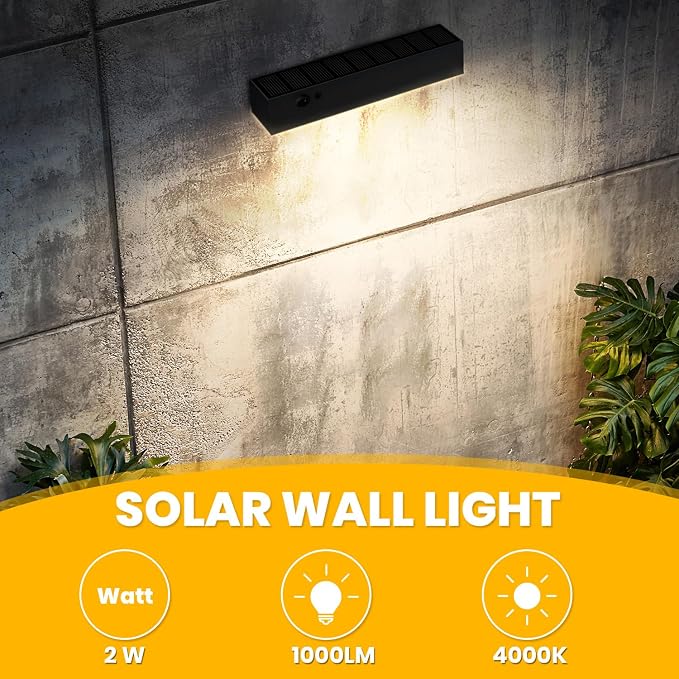 Solar Outdoor Lights, 4000K 1000LM Solar Light for House Numbers | 4 Modes, Solar Wall Light with Motion Sensor, Dusk to Dawn, Anti-glare Solar Sign Light for Address Sign, Front Door, Yard