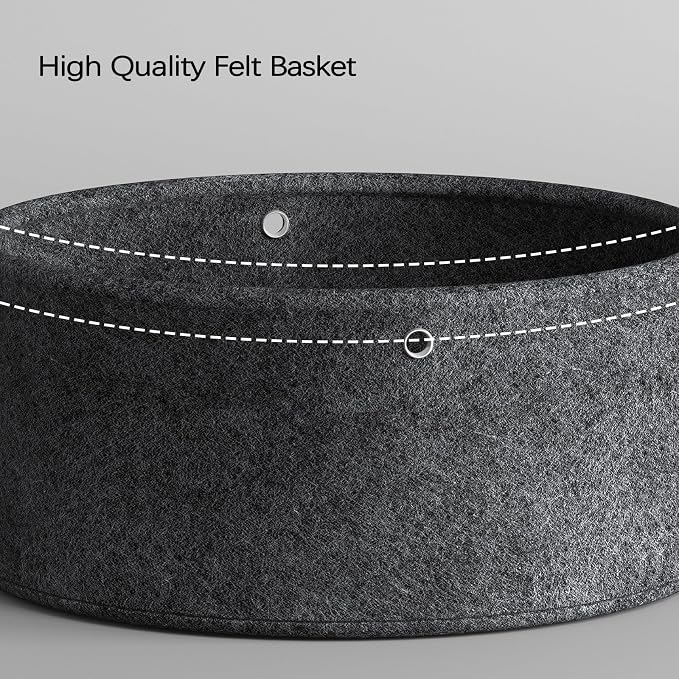 Garden 4 you Small Side Table, Mini Round End Table, Tray Table with Fabric Storage Basket, Modern Nightstand for Living Room, Bedroom, Patio, Small Space, Black