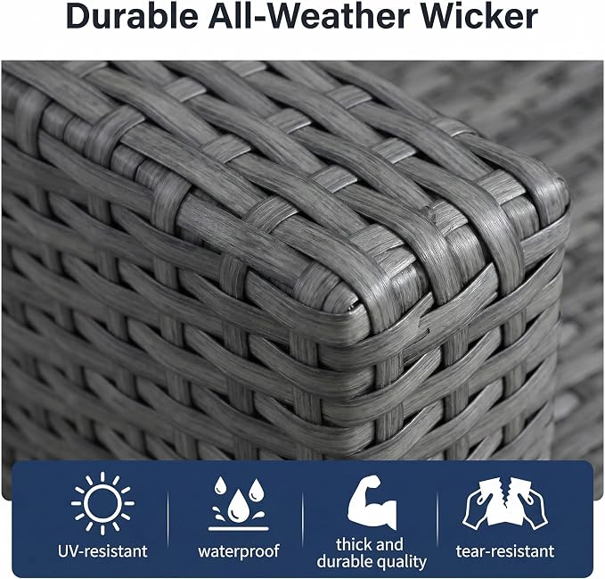 Luxury Outdoor Patio Furniture Set with 6-Inch Thick Cushions, High Back Wicker Swivel Rocker Chairs, 7 Pcs All Weather Conversation Set for Deck,Yard and Poolside