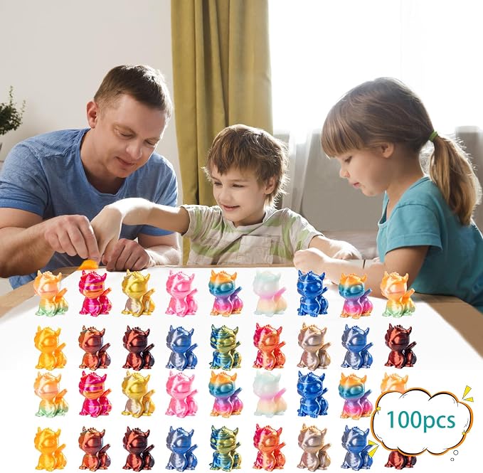 100pcs Mini 3D Printed Animals Tiny Dragon Plastics Figures Miniature Little Small Animals Figurines Bulk for Micro Fairy Garden Landscape Accessories Hide Crafts Decor Aquarium