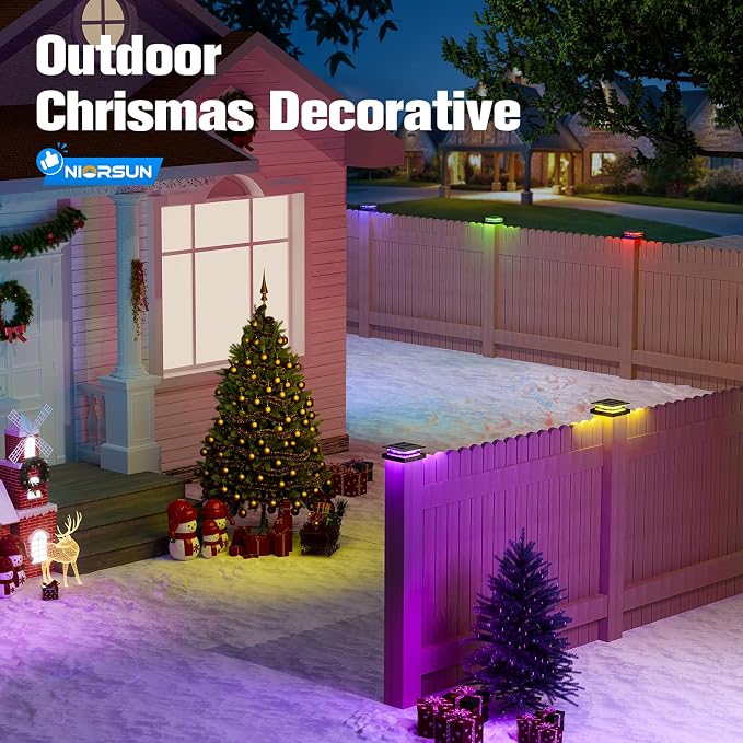 4x4 Post Solar Lights Color Changing,Solar Post Light,16 Pack Black | RGB Solar Post Cap Lights for 4x4 Post Caps Wood Vinyl,IP44 Waterproof Fence Post Solar Lights Outdoor, Solar Deck Post Light