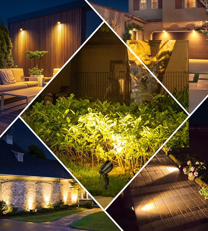MEIKEE 7W Low Voltage LED Landscape Lights 800LM 12V Outdoor Landscape Lighting 2700K Warm White IP66 Waterproof Garden Pathway Lights with Connectors (4 Pack)