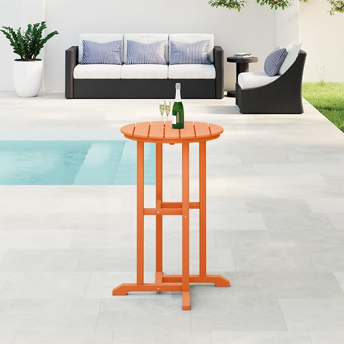 WestinTrends Malibu 37" Counter Height Round Outdoor Patio Bistro Bar Table, Orange