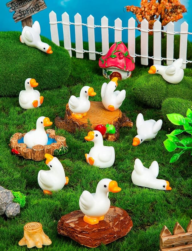 36pcs Mini Resin Goose Figurines, Tiny Animal Figurine Bulk | Small Desk Goose Decor for Garden Lawn Yard Micro Landscape Aquarium Potted Ornament DIY Craft