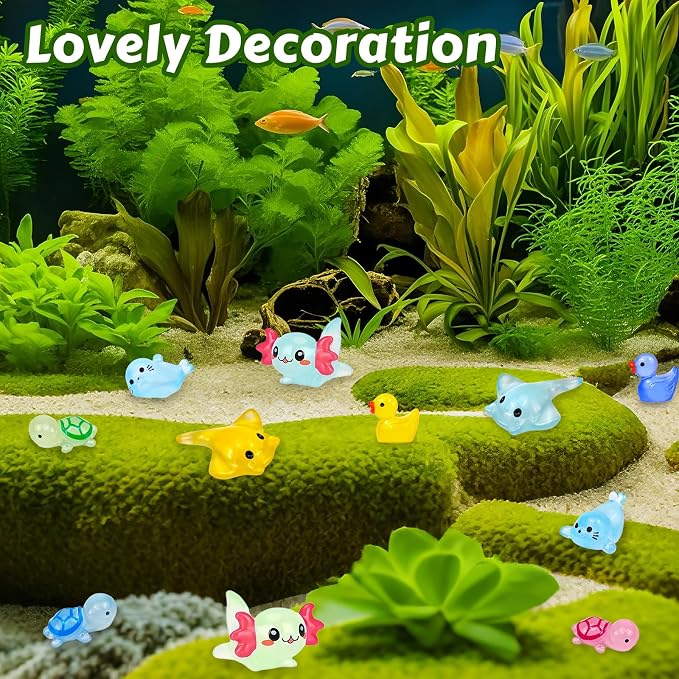120 Pcs Luminous Mini Resin Animals Glow in The Dark Miniature Figurines | Small Little Tiny Plastic Duck Panda Animal Figures, DIY Crafts Micro Landscape Decoration Fairy Garden Accessories