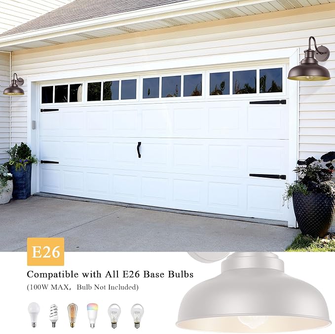 Dusk to Dawn Outdoor Barn Lights Outdoor Wall Sconces Farmhouse Exterior Wall Mount Light Vintage Outside Lighting Fixture Industrial Bronze Lantern for Porch Garage Shed Patio, 2 Pack