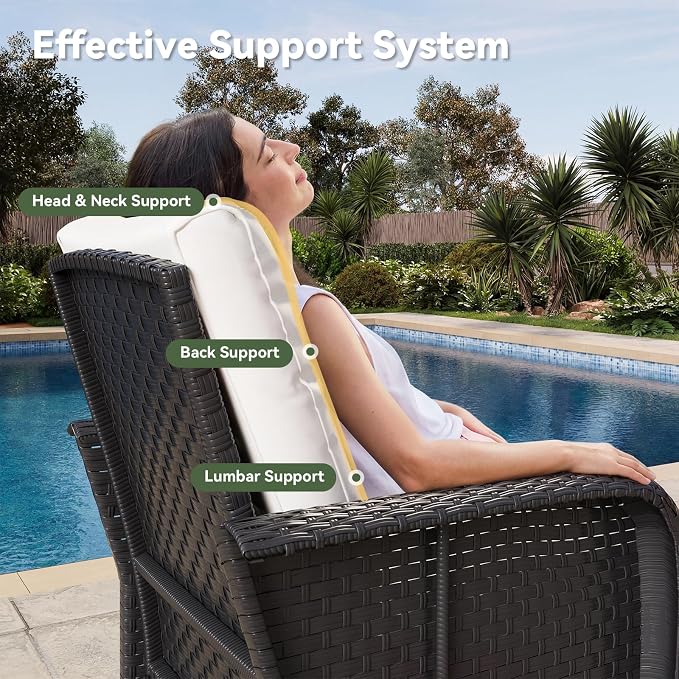 Aoxun 7-Piece Patio Furniture Set with Thick Cushions, Wicker Rattan Outdoor Sectional Sofa with High Back Swivel Rocker Chairs, Outdoor Patio Furniture Set with Coffee Table & Ottoman, Beige