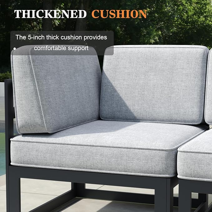 11 Pieces Aluminum Patio Furniture Set with Coffee Table, Metal Outdoor Conversation Sofa Set with Seating Cushions