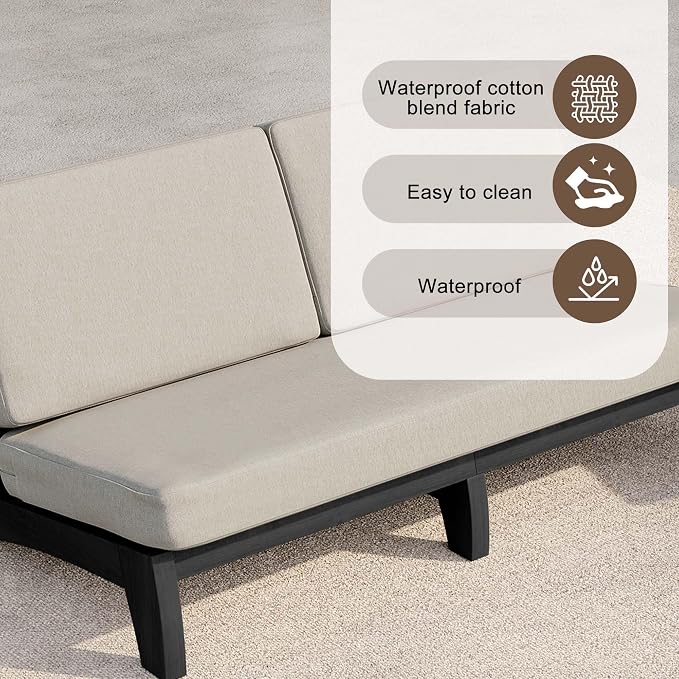 4 Pieces Patio Furniture Sets, All-Weather Outdoor Wood Bistro Set Patio Conversation Coffee Table Chiars and Patio Loveseat for Balcony, Backyard