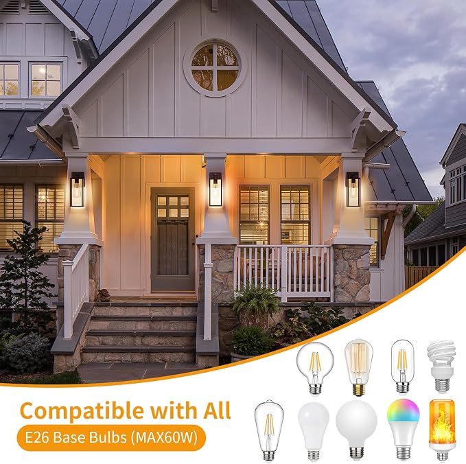 15'' Oil Rubbed Bronze Motion Sensor Outdoor Front Porch Light Fixtures Wall Mount, 2 Pack Waterproof Exterior Wall Sconce, Large Lantern Lamp,Outside Coach Light for House,Garage,Yard