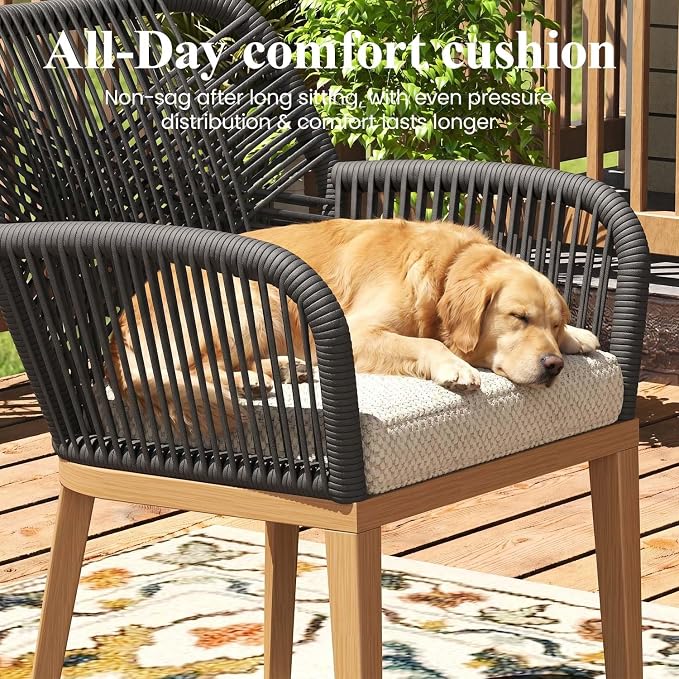 LayinSun Outdoor Dining Set for 12, 13 Pieces Patio Furniture Sets with Aluminum Dining Table and Rope Weave Chairs