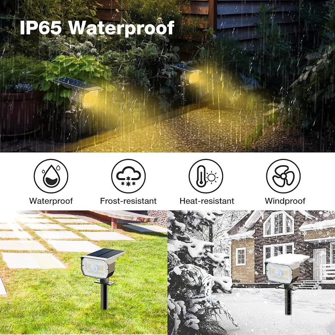 nipify Solar Lights Outdoor Waterproof, Motion Sensor Spot Landscape Light | 4 Pack/3 Modes/56 LED, Warm White, Waterproof, Solar Powered, Landscaping, Lighting for Outside Pathway Yard Garden Walkway