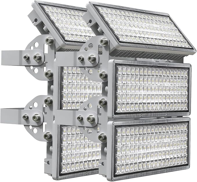 Kekeou 600W LED Stadium Lights, 300W 2-Pack 84000LM 6500K Arena Flood Light | IP67 Waterproof & Rugged, Flicker-free, 10KV surge. 180° Adjustable, 120° Wide Beam Angle for Basketball Courts/Parking