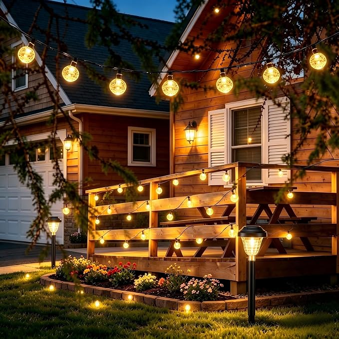 Joomer Solar String Lights Outdoor Waterproof, 65FT 100LED Globe,Warm White | 8 Modes Waterproof Outdoor Solar Powered Patio Lights for Spring Summer Garden Lawn Gazebo Porch Backyard Tree Decorations