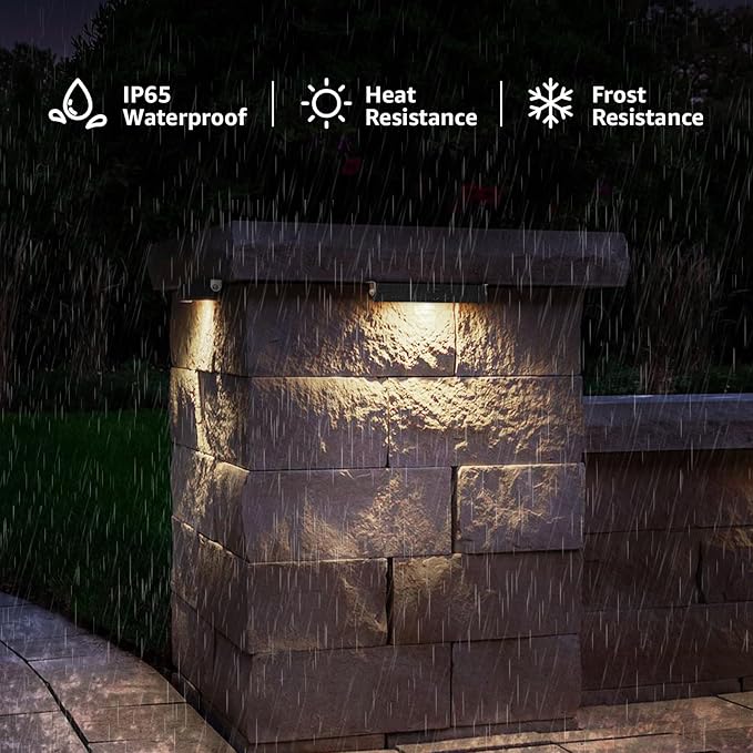 SUNVIE 7 Inch Retaining Wall Lights 5W LED Hardscape Lighting 12V-24V Low Voltage Step Lights 3000K Warm White Waterproof Outdoor Landscape Lighting for Patio Walls Stairs, 12-Pack with Connectors