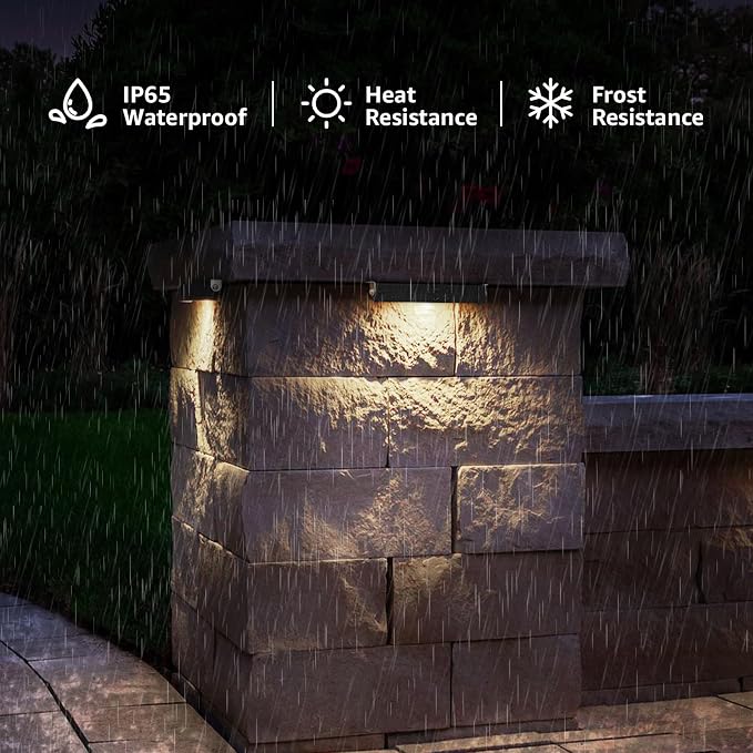 SUNVIE 7 Inch Hardscape Lighting 5W LED Retaining Wall Lights 3000K Warm White Low Voltage Landscape Lighting Waterproof Outdoor Step Lights with Connectors Paver Lights for Retaining Wall ETL, 4 Pack