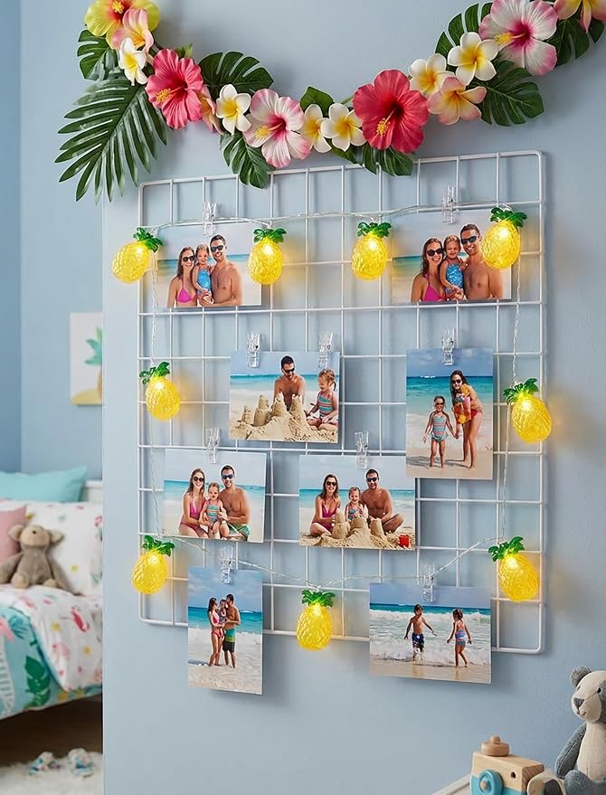 8.5Ft Summer Themed Party Pineapple Lights, 10L LED Pineapple String Lights | Plug in waterproof for Indoor Outdoor Home Table Porch Pergola Tiki Bar Luau Aloha Hawaiian Camping Party Lights