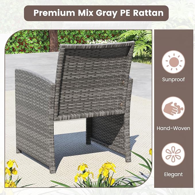HAPPYGRILL 8 Piece Rattan Wicker Patio Conversation Set, Outdoor Furniture with Chair Loveseat Table & Cushion, for Backyard Porch Balcony (2, Turquoise)