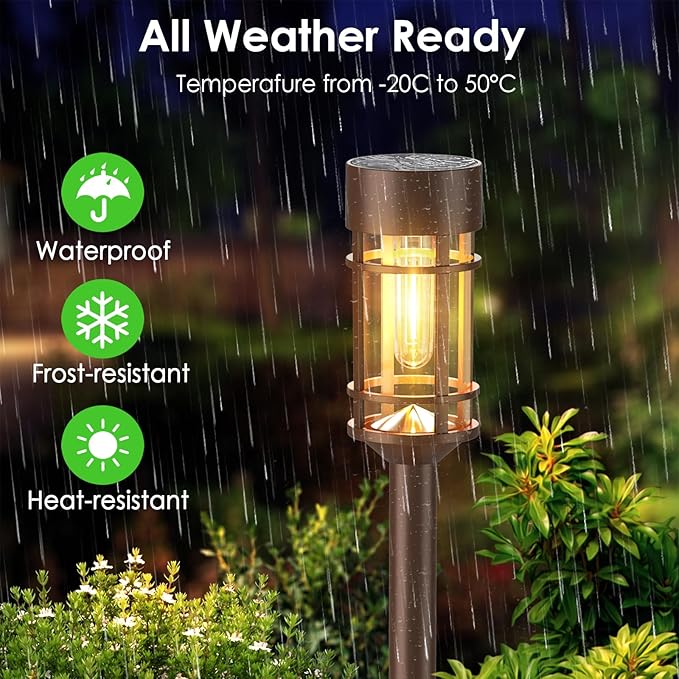 Mancra 8 Pack Solar Outdoor Lights, Bright Up to 12 Hrs Solar Lights for Outside, Waterproof Solar Garden Lights for Patio, Yard and Landscape, Brown